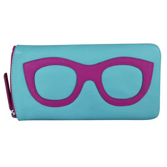 ili New York Eyeglass Case with Frame Graphic in Blue and Orchid
