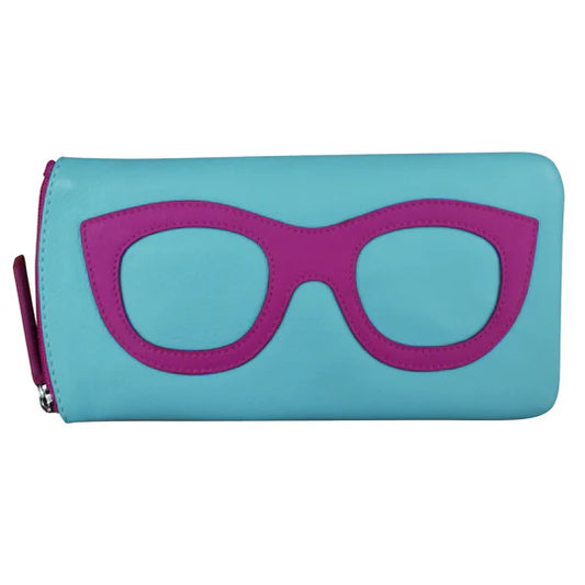 ili New York Eyeglass Case with Frame Graphic in Blue and Orchid