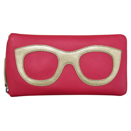 ili New York Eyeglass Case with Frame Graphic in Pink and Gold