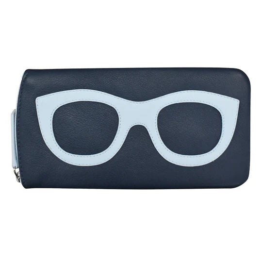 ili New York Eyeglass Case with Frame Graphic in Navy and Chambray