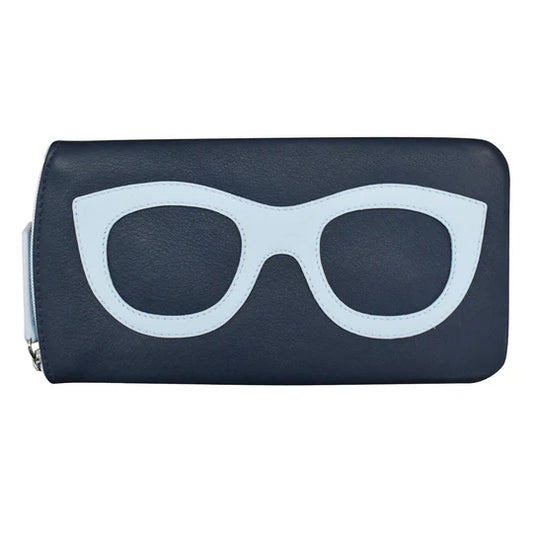 ili New York Eyeglass Case with Frame Graphic in Navy and Chambray