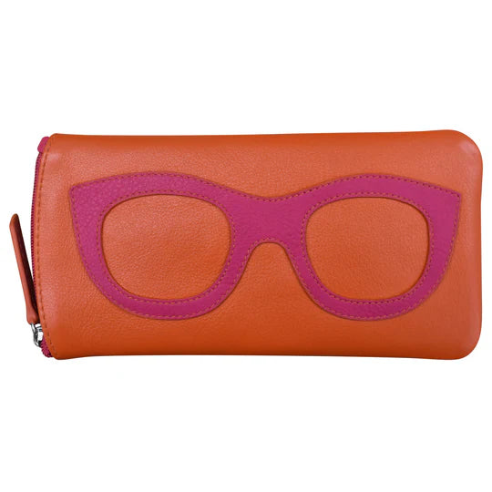 ili New York Eyeglass Case with Frame Graphic in Orange and Pink