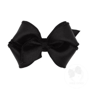 Wee Ones Extra-Small Jewel Satin with Hair Bow in Black