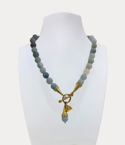 Artisan Necklace with Aquamarine Beads