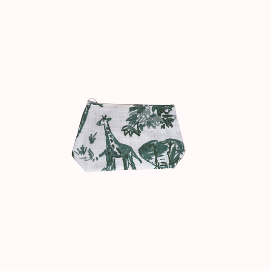 Jan Sevadjian Designs Small Cosmetic Bag in Green Jungle