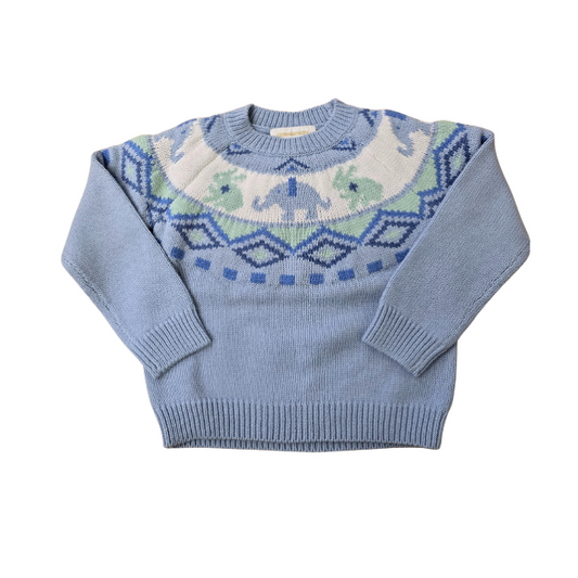 Sail to Sable: Blue Bunny & Elephant Fair Isle Sweater