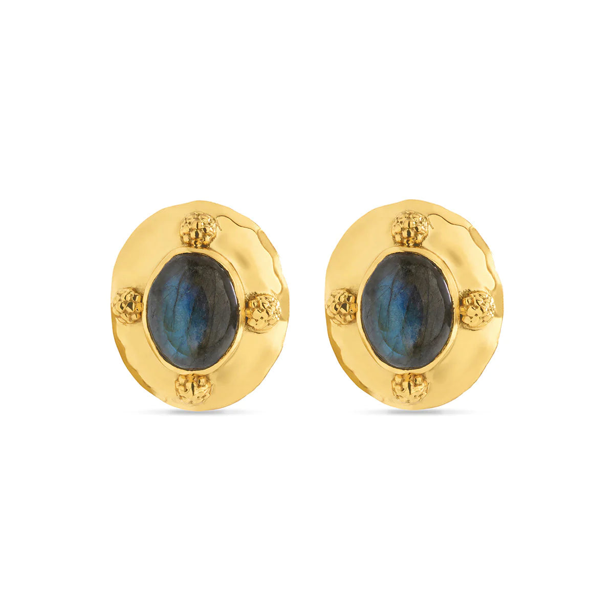 Capucine de Wulf Cleopatra Oval Clip Earrings in Gold/Blue Labradorite