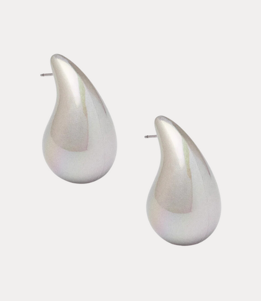 Zenzii Pearlescent Crescent Drop Earring in Grey