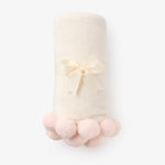 Load image into Gallery viewer, Elegant Baby Pom Trim Fleece Baby Stroller Blanket in Pink
