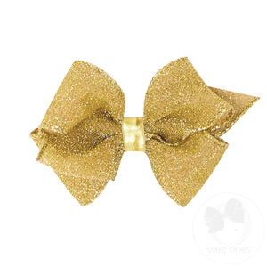 Wee Ones Extra-Small Sparkle Girls Hair Bow in Gold