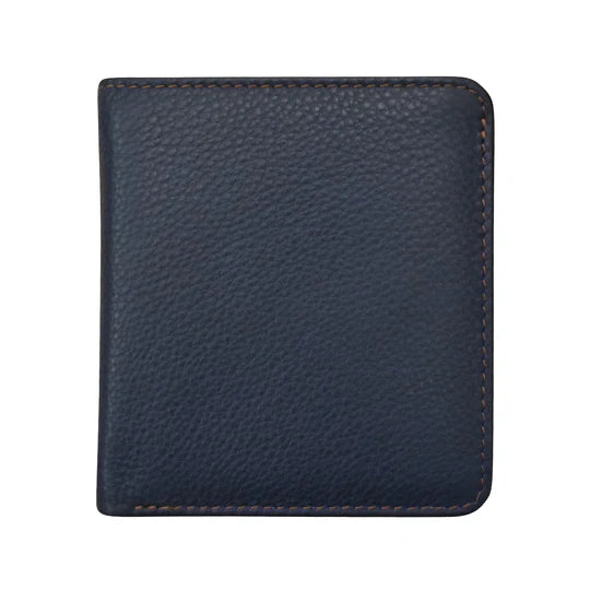 ili New York Two Tone Mini Bi-Fold Wallet in Navy and Antique Saddle