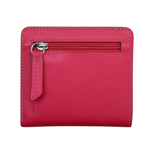 ili New York Two Tone Mini Bi-Fold Wallet in Pink and Turquoise