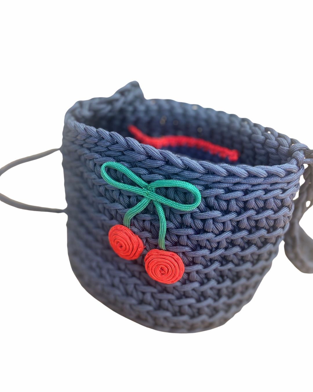 CROCHET CORD CHERRY PURSE