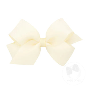 Wee Ones Medium Organza and Grosgrain Overlay Bow in Off White