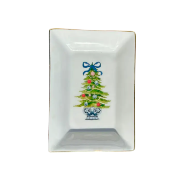 French Bee: Trinket Tray - Christmas Tree Blue