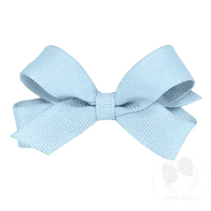 Wee Ones Tiny Classic Grosgrain Girls Bow in Millennium Blue