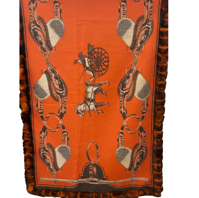 Kelli Kouri: Fur Lined Horse Wrap - Orange or Royal