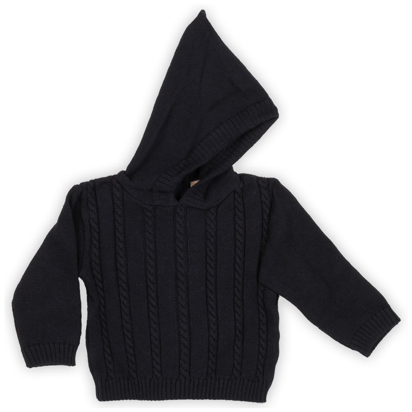 Cable Zip Back Sweater in Navy