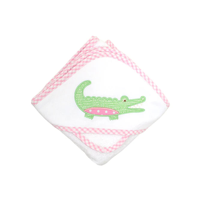 Elegant Baby Alligator Hooded Towel Set in Pink