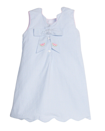 Little English Embroidered Bow Back Dress in Watermelon