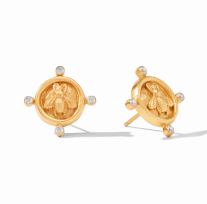 Julie Vos Bee Cameo Gold Stud Earring