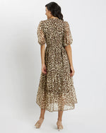 Load image into Gallery viewer, Jude Connally Jordana Dress Chiffon in Speckled Cheetah
