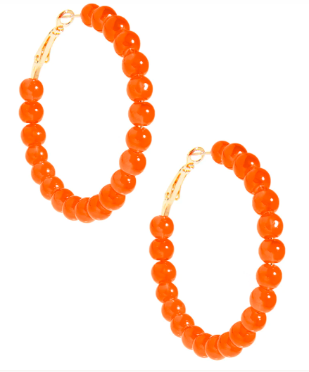 Zenzii Glass Bead Hoop Earring in Orange