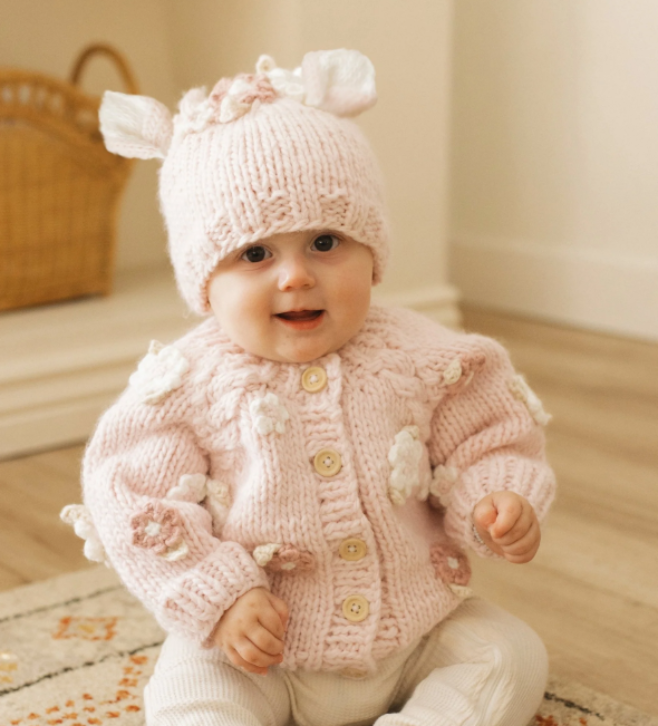 Flower Cardigan Sweater - PNK