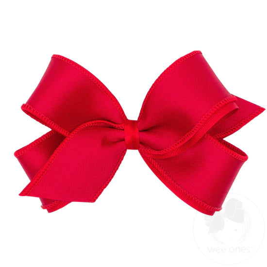 Wee Ones Medium Jewel Satin Hair Bow in Red