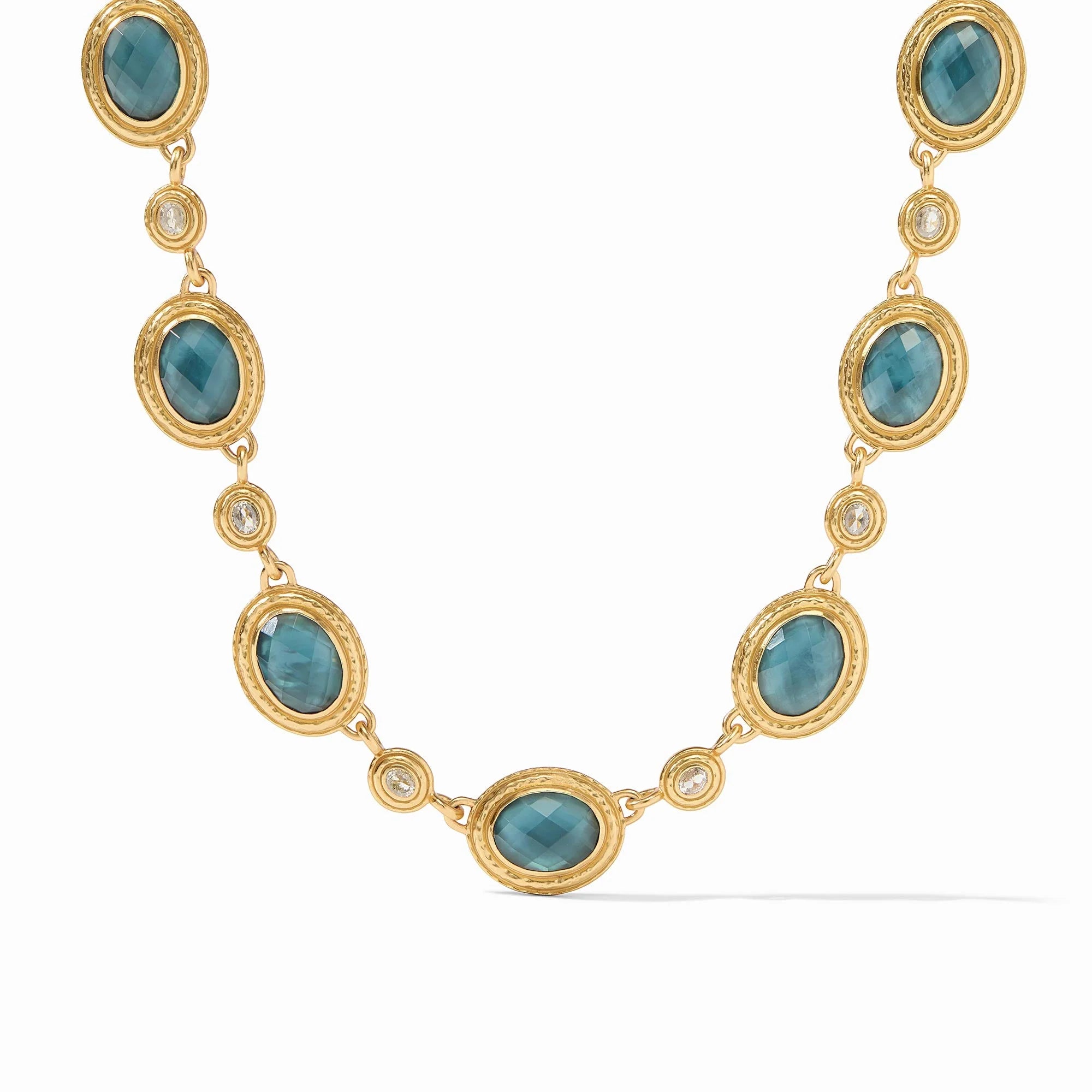 Julie Vos Tudor Stone Necklace in Iridescent Peacock Blue