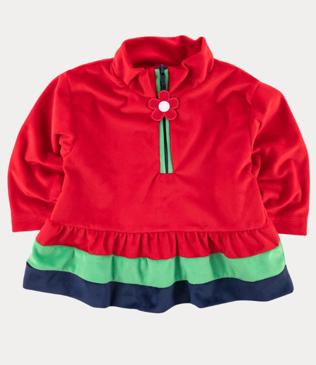 Florence Eiseman Velour Half Zip With Flower Pull