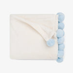 Load image into Gallery viewer, Elegant Baby Pom Trim Fleece Baby Stroller Blanket in Blue
