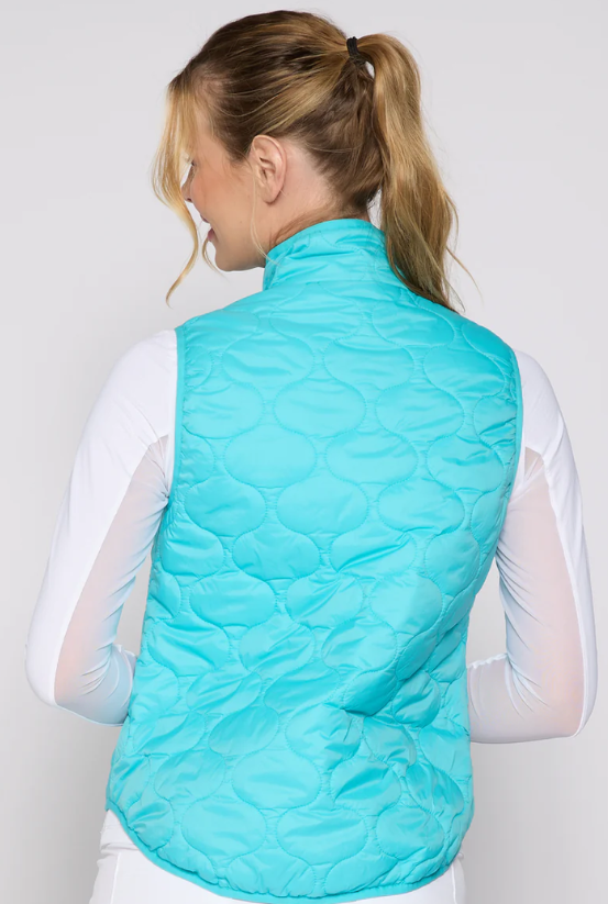 G Lifestyle Double Zipper Padded Vest In Caribbean Turquoise