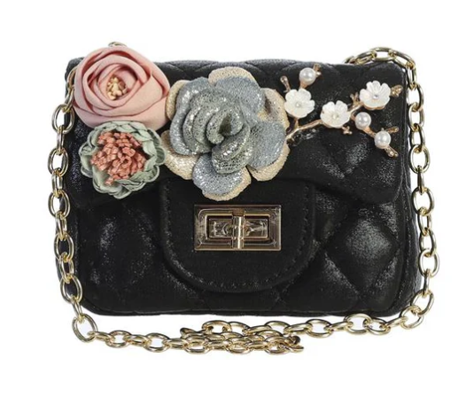 Dear Ellie Metallic Mini Purse with Flowers