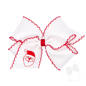 Wee Ones King Holiday Hair bow in White Santa