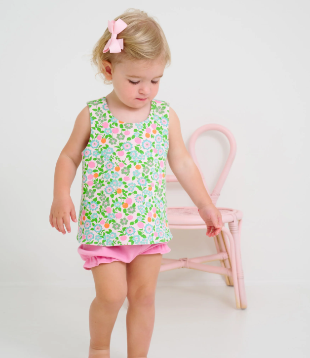 TBBC Bettye Bloomer Set in Natchez and Nectarines with Hamptons Hot Pink