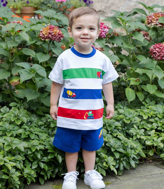 Florence Eiseman Knit Short Set With Trucks