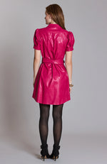 Load image into Gallery viewer, Tyler Boe Veronica Vegan Leather Dress in Cerise
