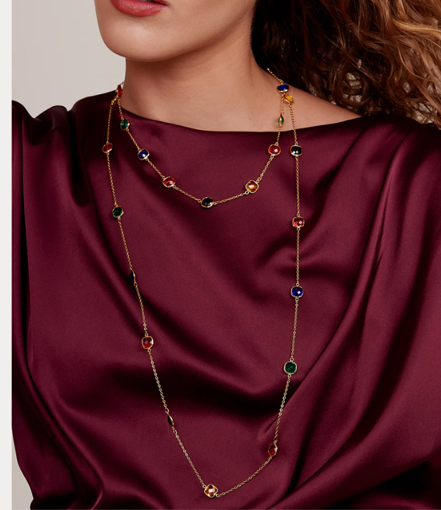 Zenzii Crystal Long Necklace in Black