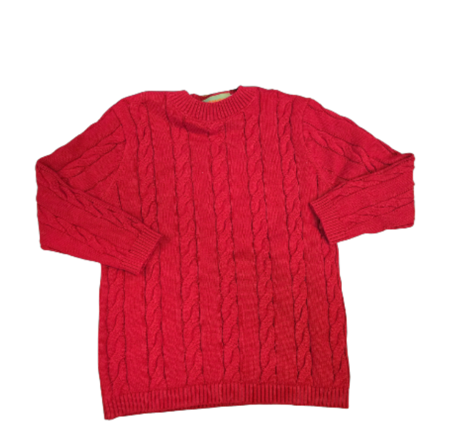 Claver: Cable Crew Sweater - RED