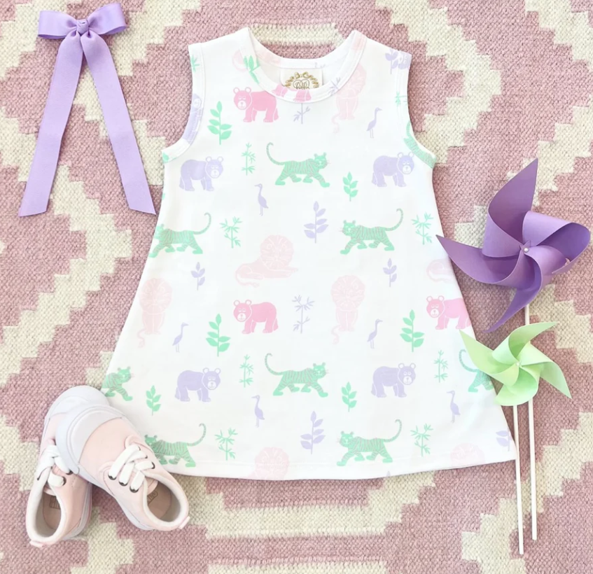 TBBC Sleeveless Polly Play Dress in Lions, Tigers & Bears