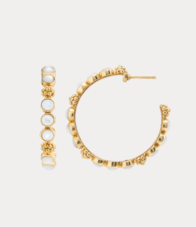 Capucine de Wulf Berry Gem Medium Hoop Earrings in MOP
