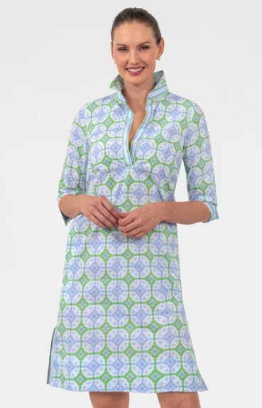 Gretchen Scott Shirt Dress 2.0 in Kelly Green and Periwinkle