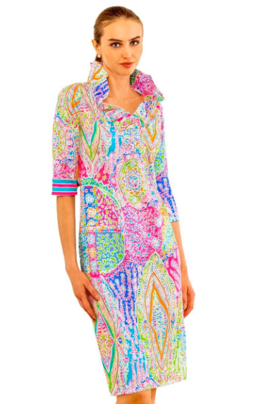 Gretchen Scott Ruffle Neck Dress in Grand Bazaar