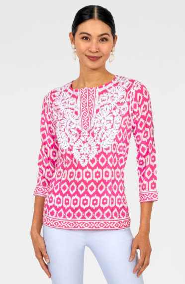 Gretchen Scott Embroidered Silky Tunic in Pink