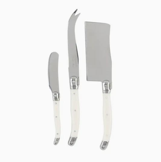 French Home Laguiole Set of 3 Cheese Knives in Faux Ivory