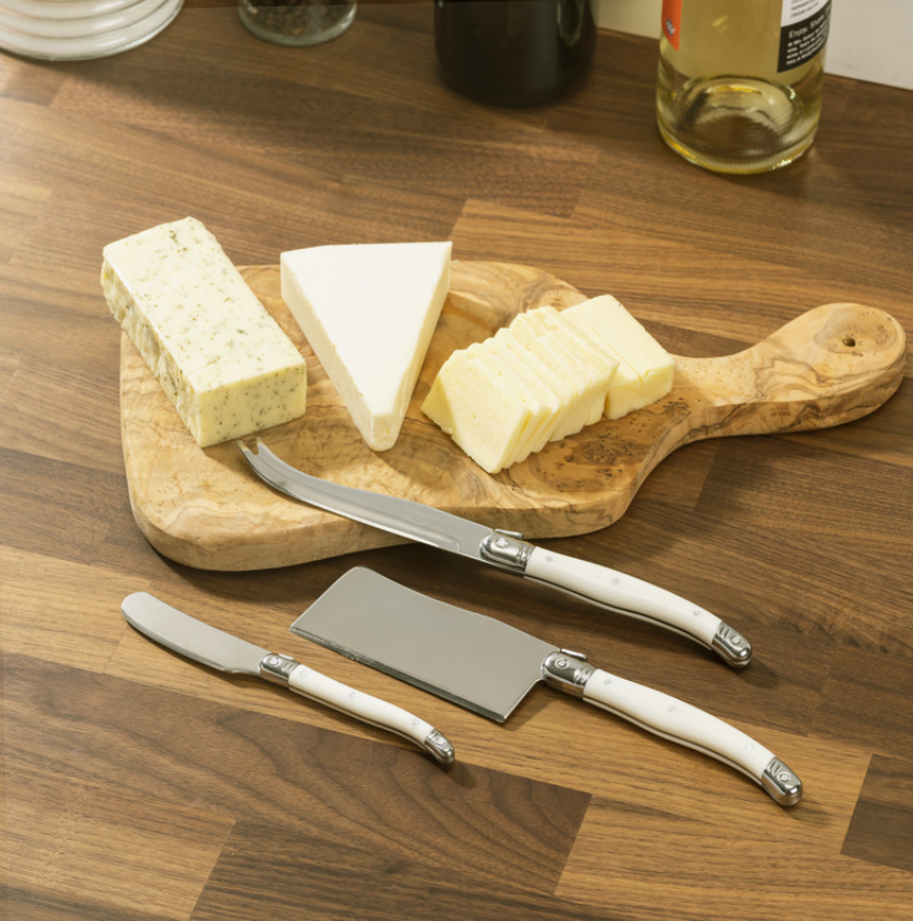 French Home Laguiole Set of 3 Cheese Knives in Faux Ivory
