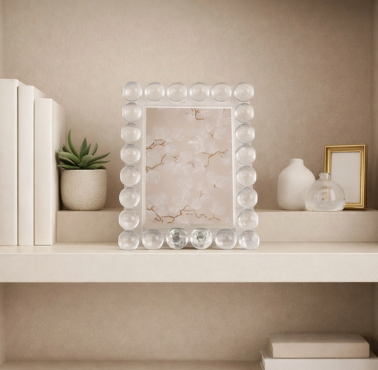 Sagebrook Home Crystal Bubble Spherical Border 5x7 Photo Frame in Clear