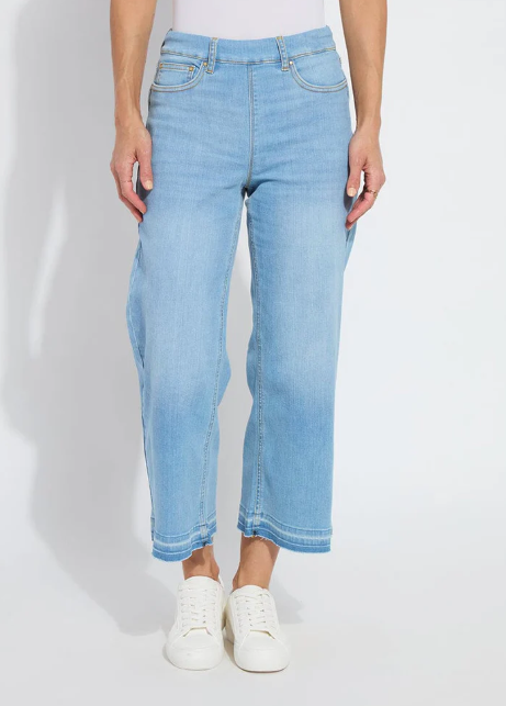 Lysse Frances Denim Wide Leg Crop in Bleached Blue