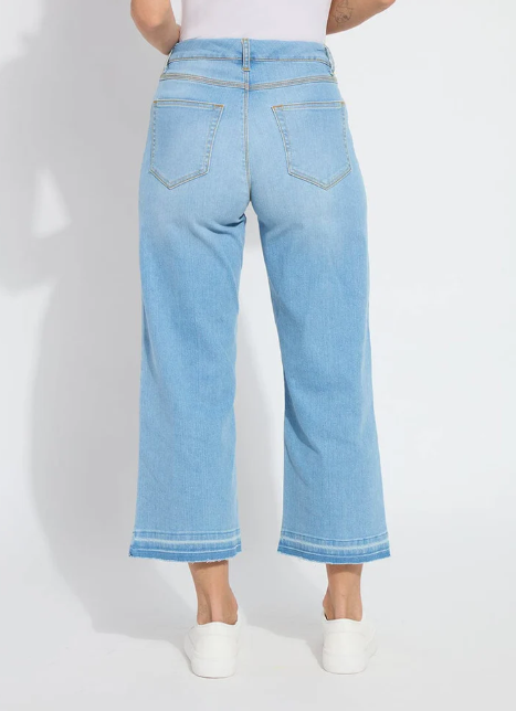 Lysse Frances Denim Wide Leg Crop in Bleached Blue